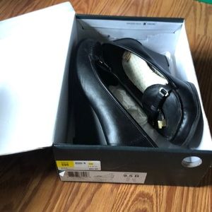 Chaps black loafer style wedge heel